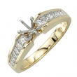 Yellow Gold Princess Cut Diamonds Semi-Mount