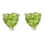 Picture of HEART SHAPE GREEN PERIDOT PRONG SET STUDS
