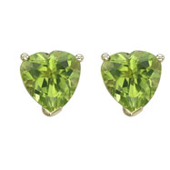 Picture of HEART SHAPE GREEN PERIDOT PRONG SET STUDS