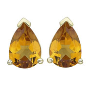 Picture of PEAR SHAPE YELLOW CITRINE PRONG SET STUDS