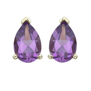 Picture of Pear Shape Purple Amethyst Prong Set Studs