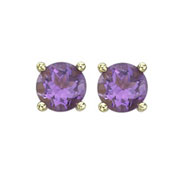 Picture of ROUND AMETHYST YELLOW GOLD STUDS