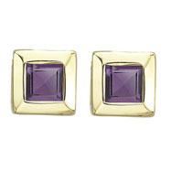 Picture of Square Purple Amethyst Prong Set Studs