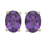 Picture of OVAL SHAPE AMETHYST PRONG SET STUDS