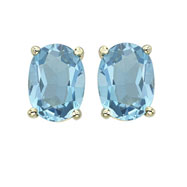 Picture of OVAL SHAPE BLUE TOPAZ PRONG SET STUDS