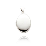 Picture of 14K White Gold Small Oval-Shaped Plain Polished Locket