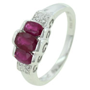 Picture of 14K White Gold Ruby & Diamond Ring