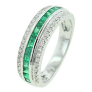 Picture of 14K White Gold Emerald & Diamond Ring