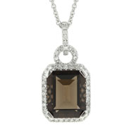 Picture of 14K White Gold Topaz & Diamond Necklace