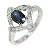 Picture of 14K White Gold Sapphire & Diamond Ring