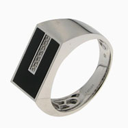 Picture of 14K White Gold Onyx & Diamond Ring