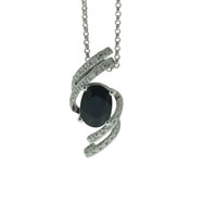 Picture of 14K Yellow Gold Blue Sapphire & Diamond Necklace