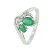 Picture of 14K White Gold Emerald & Diamond Ring
