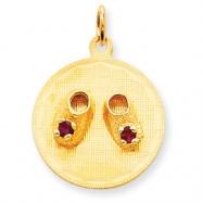 Picture of 14k Medium Solid Engraveable Baby Shoes on Disc Charm
