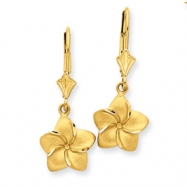 Picture of 14k Satin & Diamond-Cut Plumeria Dangle Leverback Earrings