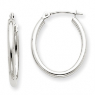 Picture of 14k White Gold Polished 2mm Oval Tube Hoop Earrings