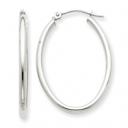Picture of 14k White Gold Polished 2mm Oval Tube Hoop Earrings