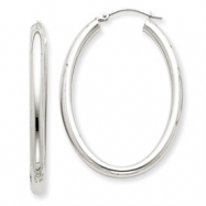 Picture of 14k White Gold Polished 3mm Oval Tube Hoop Earrings