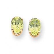 Picture of 14k Peridot Diamond oval stud earring