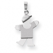 Picture of 14k White Gold Small Boy with Hat on Left Engraveable Charm