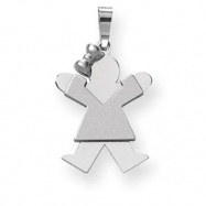 Picture of 14k White Gold Small Girl with Bow on Left Engraveable Charm
