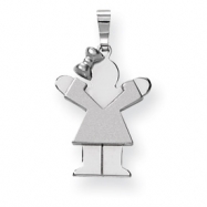 Picture of 14k White Gold Small Girl with Bow on Left Engraveable Charm