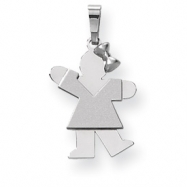 Picture of 14k White Gold Small Girl with Bow on Right Engraveable Charm