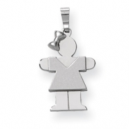 Picture of 14k White Gold Small Girl with Bow on Left Engraveable Charm