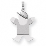 Picture of 14k White Gold Medium Boy with Hat on Right Engraveable Charm