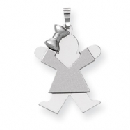 Picture of 14k White Gold Medium Girl with Bow on Left Engraveable Charm