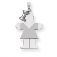 Picture of 14k White Gold Medium Girl with Bow on Left Engraveable Charm