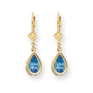 Picture of 14k 8x5mm Pear Blue Topaz leverback earring