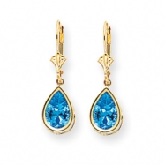 Picture of 14k 10x7mm Pear Blue Topaz leverback earring