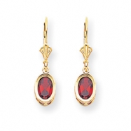Picture of 14k 7x5mm Oval Garnet leverback earring