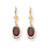 Picture of 14k 8x6mm Oval Garnet leverback earring