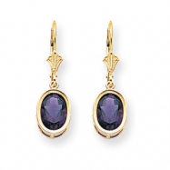 Picture of 14k 9x7mm Oval Amethyst leverback earring