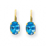 Picture of 14k 8x6mm Oval Blue Topaz leverback earring