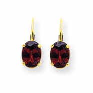 Picture of 14k 8x6mm Oval Garnet leverback earring
