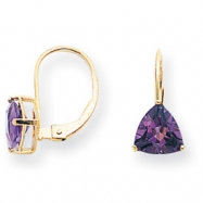 Picture of 14k 7mm Trillion Amethyst leverback earring