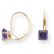 Picture of 14k 5mm Princess Cut Amethyst leverback earring