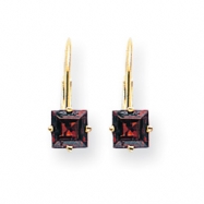 Picture of 14k 5mm Princess Cut Garnet leverback earring