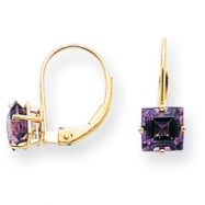 Picture of 14k 6mm Princess Cut Amethyst leverback earring