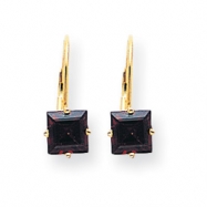 Picture of 14k 6mm Princess Cut Garnet leverback earring