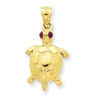 Picture of 14k Turtle with Ruby Eyes Pendant