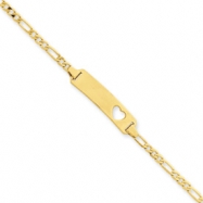 Picture of 14k 6in Engraveable Plate with Stamped-Out Heart Figaro Link Baby/Child ID