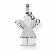 Picture of 14k White Gold Small Girl with Bow on Right Engraveable Charm