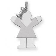 Picture of 14k White Gold Large Girl with Bow on Left Engraveable Charm