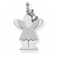 Picture of 14k White Gold Medium Girl with Bow on Right Engraveable Charm