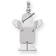 Picture of 14k White Gold Medium Boy with Hat on Left Engraveable Charm