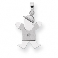 Picture of 14k White Gold A Diamond kid pendant